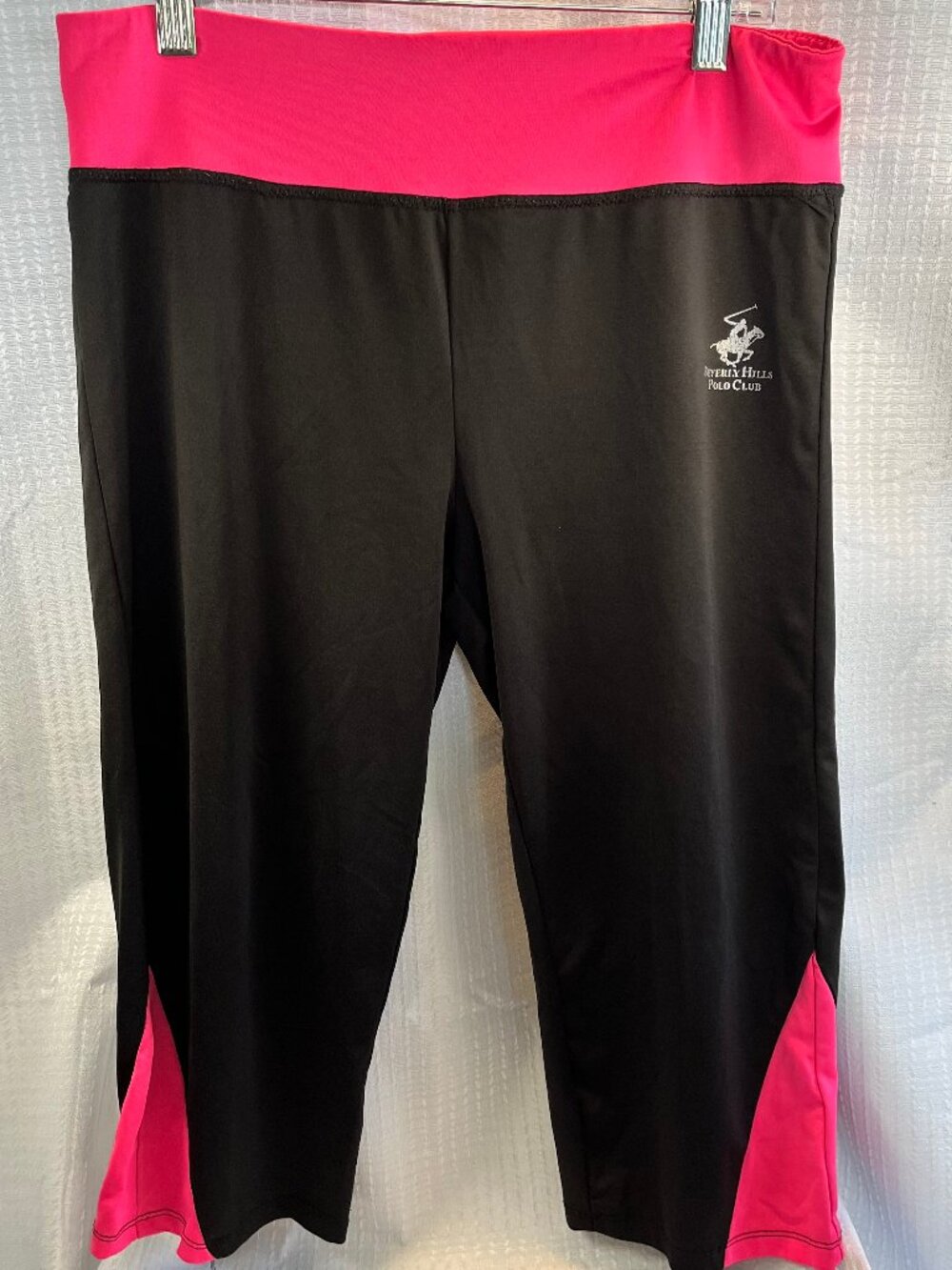 Beverly Hills Polo Club Capri Activewear Legging Black with Bright Pink size XL